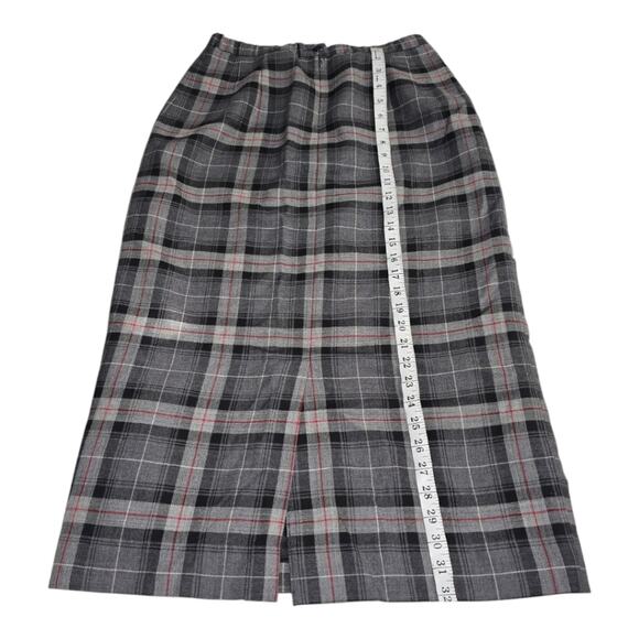 Pendleton Plaid Gray Red and Black Virgin Wool Midi Skirt Size Medium‎ - Picture 2 of 11